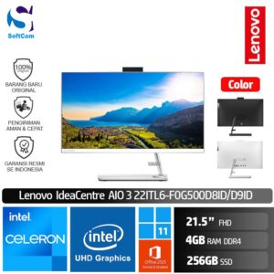 PC Lenovo IdeaCentre AIO 3 22ITL6 D8ID D9ID/Celeron 6305/4GB/256GB SSD/21.5" FHD/Win 11 Home+OHS 2021 [F0G500D8ID | F0G500D9ID]
