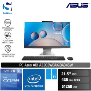 PC Asus AIO A3202WBAK-BA345W /Core i3-1215U/4GB/512GB SSD/21.5" FHD/Win 11 Home/Black