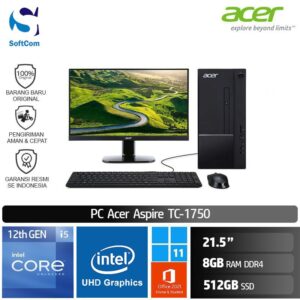 PC Acer Aspire TC-1750 /Core i5-12400/8GB/512GB SSD/21.5"/Win 11 Home+OHS/Black