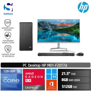 PC HP Desktop M01-F2017d (6J9V1PA) /i5-12400/8GB/512GB SSD/LED21,5/RX550 2GB/Win11/OHS/Black