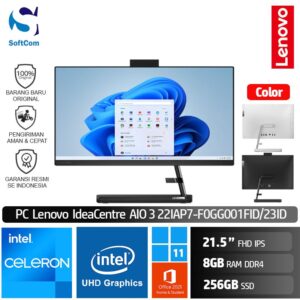 PC Lenovo IdeaCentre AIO 3i 22IAP7 1FID 23ID/Celeron 7305/8GB/256GB SSD/21.5" FHD IPS/Windows 11 Home+OHS 2021 [F0GG001FID | F0GG0023ID]