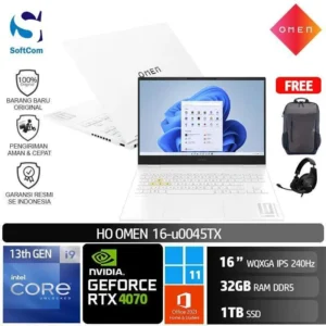 HP Omen 16-u0046TX /Core i9-13900HX/32GB/1TB SSD/GeForce RTX 4070 8GB/16″ WQXGA 240Hz/Win 11 Home+OHS 2021/Shadow BlackRTX 4070 8GB/16″ WQXGA 240Hz/Win 11 Home+OHS 2021/Ceramic White