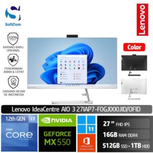 PC Lenovo IdeaCentre AIO 3 27IAP7 0JID 0FID/Core i7-1260P/16GB/512GB SSD+1TB HDD/27" FHD Touch/Windows 11 Home+OHS 2021 [F0GJ000JID | F0GJ000FID]