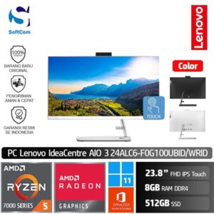 PC Lenovo IdeaCentre AIO 3 24ALC6 UBID WRID/AMD Ryzen 5-7530U/8GB/512GB SSD/23.8" FHD Touch/Win 11 Home+OHS 2021 [F0G100UBID | F0G100WRID]