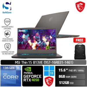 MSI Thin 15 B13VE (9S7-16R831-1461) /Core i5-13420H/8GB/512GB SSD/GeForce RTX 4050 6GB/15.6" FHD 144Hz/Win 11 Home/Cosmos Gray