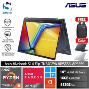 Asus Vivobook S14 Flip TN3402YA VIPS558 VIPS559 /Ryzen 5-7430U/16GB/512GB SSD/14" WUXGA IPS Touch/Win 11 Home+OHS 2021 [TN3402YA-VIPS558 | TN3402YA-VIPS559]