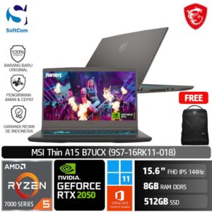 MSI Thin A15 B7UCX (9S7-16RK11-018) /Ryzen 5-7535HS/8GB/512GB SSD/GeForce RTX 2050 4GB/15.6" FHD 144Hz/Win 11 Home+OHS 2021/Cosmos Gray