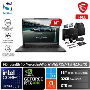 MSI Stealth 16 Mercedes AMG A1VGG (9S7-15F423-279) /Ultra 9 185H/32GB/2TB SSD/GeForce RTX 4070 8GB/16" QHD+ OLED 240Hz/Win 11 Home+OHS 2021/Selenite Gray