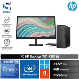 PC HP Desktop M01-F3018d/Core i7-13700/8GB/512GB SSD/21.5" FHD/Win 11 Home+OHS 2021/Black