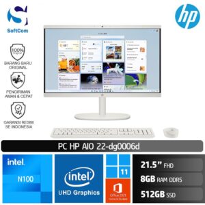 PC HP AIO 22-dg0006d/Intel N100/8GB/512GB SSD/21.5" FHD/Win 11 Home+OHS 2021/White