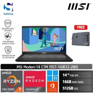 MSI Modern 14 C7M (9S7-14JK12-280) /Ryzen 7-7730U/16GB/512GB SSD/14" FHD IPS/Win 11 Home+OHS 2021/Classic Black