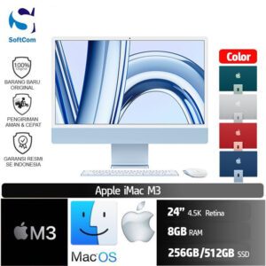 iMac 24 Inch /M3 Chip/8 core CPU/10 core GPU/8GB/256GB-512GB SSD/24" 4.5K Retina/MacOS