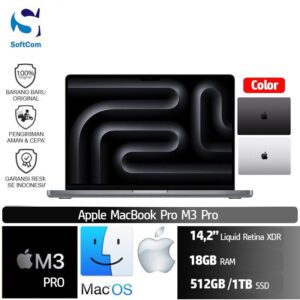 MacBook Pro M3 Pro 14 Inch /11-12 core CPU/14-18 core GPU/18GB/512GB-1TB SSD/14.2" Retina/MacOS