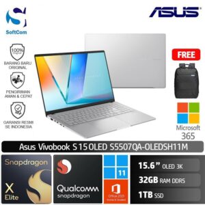 Asus Vivobook S 15 S5507QA-OLEDSH11M /Snapdragon X1 Elite/32GB/1TB SSD/15.6" 3K OLED/Win 11 Home+OHS 2021+M365/Cool Silver