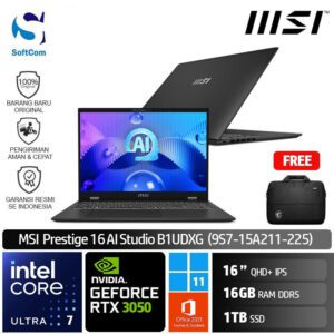 MSI Prestige 16 AI Studio B1UDXG (9S7-15A211-225) /Core Ultra 7 155H/16GB/1TB SSD/GeForce RTX 3050 6GB/16″ QHD+ IPS/Win 11 Home+OHS 2021/Stellar Gray