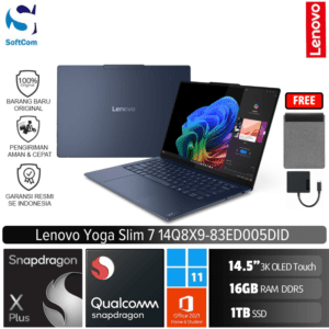 Lenovo Yoga Slim 7x 14Q8X9-83ED005DID/Snapdragon X1 Plus/16GB/1TB SSD/14.5" 3K OLED Touch/Win 11 Home+OHS 2021/Cosmic Blue