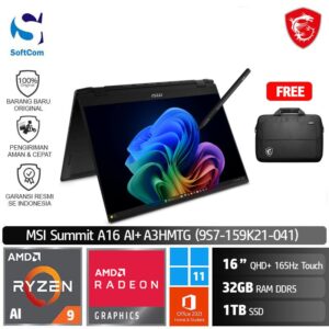 MSI Summit A16 AI + A3HMTG 041 (9S7-159K21-041) /Ryzen AI 9 365/32GB/1TB SSD/16" QHD + Touch/Win 11 Home+OHS 2021/Ink Black