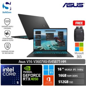 Asus V16 V3607VU-I545B7T-HM/Core 5 210H/16GB/512GB SSD/GeForce RTX 4050 6GB/16" WUXGA/Win 11 Home+OHM 2024+M365/Matte Black