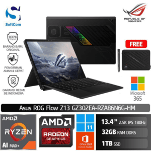 Asus ROG Flow Z13 GZ302EA-RZA86N6G-HM/Ryzen AI MAX+395/32GB/1TB SSD/13.4" 2.5K IPS 180Hz/Win 11 Home+OHM 2024+M365/Off Black