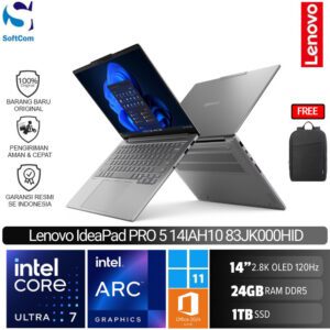 Lenovo IdeaPad Pro 5 14IAH10 83JK000HID/Ultra 7 255H/24GB/1TB SSD/14″ 2.8K OLED 120Hz/Win 11 Home+OHM 2024/Luna Grey