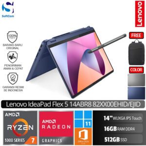 Lenovo IdeaPad Flex 5 14ABR8 EHID EJID/Ryzen 7-5825U/16GB/512GB SSD/14″ WUXGA IPS Touch/Win 11 Home+OHM 2024 [82XX00EHID | 82XX00EJID]