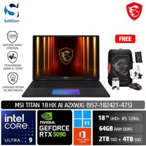 MSI Titan 18 HX AI A2XWJG (9S7-182421-475)/Intel Core Ultra 9-285HX/64GB/6TB SSD/GeForce RTX 5090 24GB/18" UHD+ IPS 120Hz/Win 11 Home+OHM 2024/Core Black