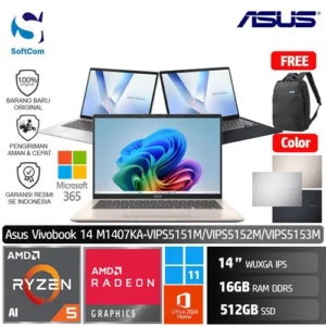 Asus Vivobook 14 M1407KA VIPS5151M VIPS5152M VIPS5153M /Ryzen AI 5 340/16GB/512GB SSD/14" WUXGA/Win 11 Home+OHM 2024+M365 [M1407KA-VIPS5151M | M1407KA-VIPS5152M | M1407KA-VIPS5153M]