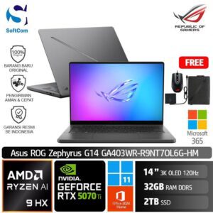 Asus ROG Zephyrus G14 GA403WR-R9NT7OL6G-HM /Ryzen AI 9 HX 370/32GB/2TB SSD/GeForce RTX 5070 Ti 12GB/14" 3K 120Hz/Win 11 Home+OHM 2024+M365/Eclipse Grey