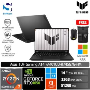 Asus TUF Gaming A14 FA401UU-R745G7G-HM /Ryzen 7-8845HS/32GB/512GB SSD/GeForce RTX 4050 6GB/14" 2.5K 165Hz/Win 11 Home+OHS 2021+M365/Jaeger Grey