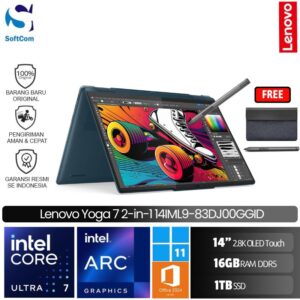 Lenovo Yoga 7 2-in-1 14IML9 83DJ00GGID/Intel Core Ultra 7-155V/16GB/1TB SSD/14" 2.8K /Win 11 Home + OHM 2024 + M365-Tidal Teal