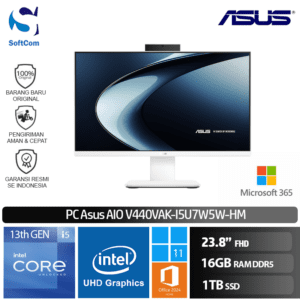PC Asus AIO V440VAK-I5U7W5W-HM /Intel Core i5-13420H/16GB/1TB SSD/23.8" FHD/Win 11 Home+OHM 2024+M365/White