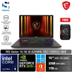 MSI Vector 16 HX AI A2XWHG (9S7-15M352-484) /Ultra 9-275HX/32GB/1TB SSD/GeForce RTX 5070 Ti 12GB/16″ QHD+ IPS 240Hz/Win 11 Home+OHM 2024/Cosmos Grey