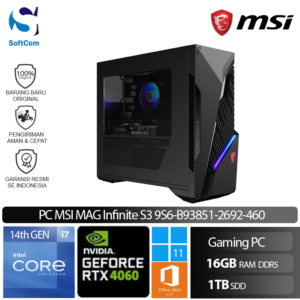 PC MSI MAG Infinite S3 9S6-B93851-2692-460/Intel Core i7-14700F/16GB/1TB SSD/GeForce RTX 4060 8GB/Win 11 Home + OHM 2024