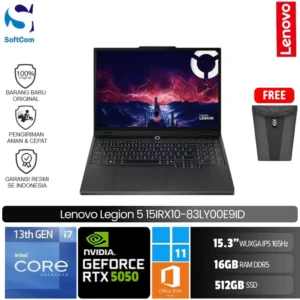 Lenovo Legion 5 15IRX10 83LY00E9ID/Intel Core i7-13650HX/16GB/512GB SSD/GeForce RTX 5050 8GB/15.3" WUXGA 165Hz/Win 11 Home+OHM 2024+M365/Eclipse Black