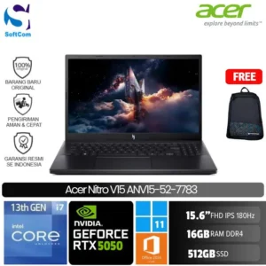 Acer Nitro V 15 ANV15-52-7783/Intel Core i7-13620H/16GB/512GB SSD/GeForce RTX 5050 8GB/15.6" FHD 180Hz/Win 11 Home+OHM 2024+M365/Obsidian Black