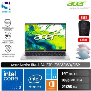 Acer Aspire Lite AL14-37P-316S 316B 316P/Intel Core 3-N355/16GB/512GB SSD/14" FHD IPS/Win 11 Home+OHM 2024+M365 [AL14-37P-316S | AL14-37P-316B | AL14-37P-316P]