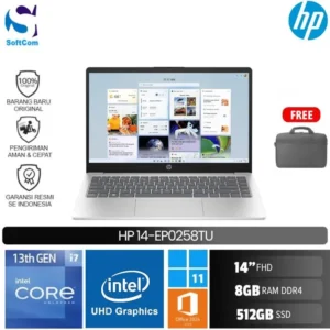 HP 14-ep0258TU /Core i7-1355U/8GB/512GB SSD/14″ FHD IPS/Win 11 Home+OHM 2024+M365/Silver