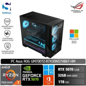 PC Asus ROG GM700TZ R7X3DN57HB6T HM/Ryzen 7-9800X/32GB/1TB+1TB/GeForce RTX 5070 12GB/Win 11 Home + OHM 2024-Black