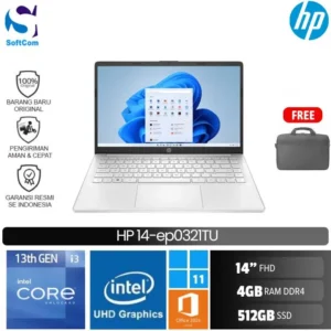 HP 14-ep0321TU/Intel Core i3-1315U/4GB/512GB SSD/14″ FHD/Win 11 Home+OHM 2024+M365-Silver