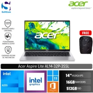 Acer Aspire Lite AL14-32P-3SSL/Intel Core 3 N355/16GB/512GB SSD/14"WUXGA/Win 11 Home + OHM 2024 + M365