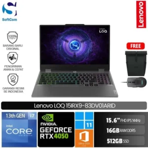 Lenovo LOQ 15IRX9-83DV01ARID /Core i7-13650HX/16GB/512GB SSD/GeForce RTX 4050 6GB/15.6″ FHD 144Hz/Win 11 Home+OHS 2021/Luna Grey