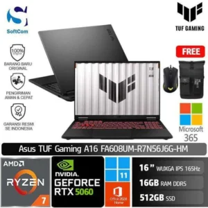 Asus TUF Gaming A16  FA608UM-R7N56J6G-HM/Ryzen 7-260/16GB/512GB SSD/GeForce RTX 5060 8GB/16" WUXGA/Win 11 Home + OHM 2024 + M365-Jeager Gray