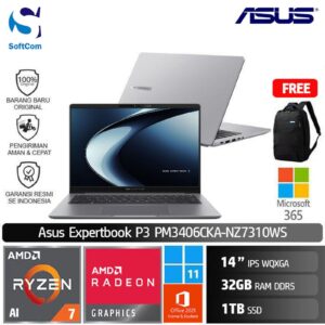 Asus Expertbook P3 PM3406CKA-NZ7310WS/Ryzen AI 7-350/32GB/1TB SSD/14" WQXGA/Win 11 Home+OHM 2024 +M365/Misty Grey