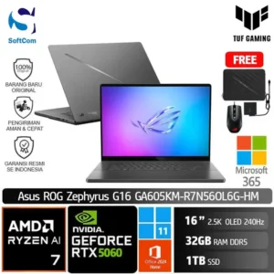 Asus ROG Zephyrus G16 GA605KM R7N56OL6G HM /Ryzen AI 7 350/32GB/1TB SSD/GeForce RTX 5060 8GB/16" 2.5K 240Hz/Win 11 Home+OHM 2024+M365/Eclipse Gray