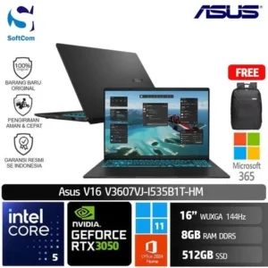 Asus V16 V3607VJ I535B1T HM/Intel Core 5-210H/8GB/512GB SSD/GeForce RTX 3050 6GB/16" WUXGA/Win 11 Home + OHM 2024 + M365