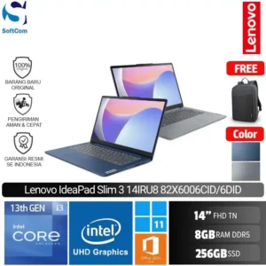 Lenovo IdeaPad Slim 3 14IRU8 6CID 6DID/Intel Core i3-1315U/8GB/256GB SSD/14″ FHD TN/Win 11 Home+OHM 2024+M365 [82X6006CID | 82X6006DID]