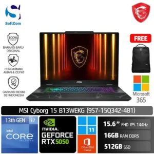 MSI Cyborg 15 B13WEGK (9S7-15Q342-481)/Intel Core i7-13620H/16GB/512GB SSD/GeForce RTX 5050 8GB/15.6" FHD 144Hz/Win 11 Home+OHM 2024+M365/Translucent Black