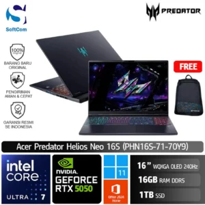 Acer Predator Helios Neo 16S PHN16S-71-70Y9/Ultra 7-255HX/16GB/1TB SSD/GeForce RTX 5050 8GB/16" WQXGA 240Hz/Win 11 Home+OHM 2024+M365/Abyssal Black