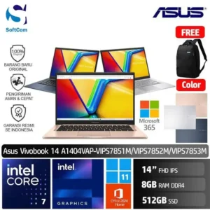 Asus Vivobook 14 A1404VAP VIPS7851M VIPS7852M VIPS7853M/Intel Core 7-150U/8GB/512GB SSD/14" FHD IPS/Win 11 Home+OHM 2024+M365