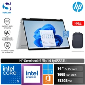 HP OmniBook 5 Flip 14 fp0558TU/Core 5 150U/16GB/512 GB SSD/14″ 2K Touch/Win 11 Home+OHM 2024+M365/Silver